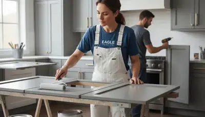 Cabinet painting in El Paso, TX by El Paso Paint Pros for durable kitchen cabinet finishes