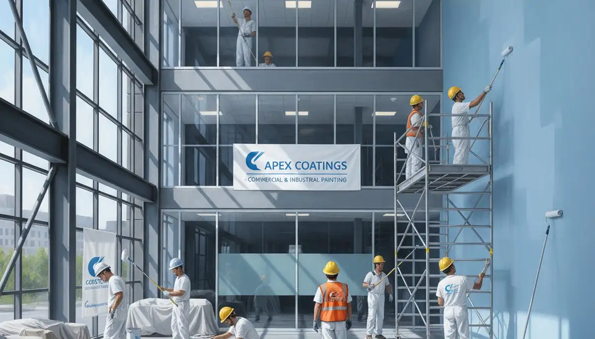 Commercial painting crew applying durable coatings to an El Paso, TX business exterior