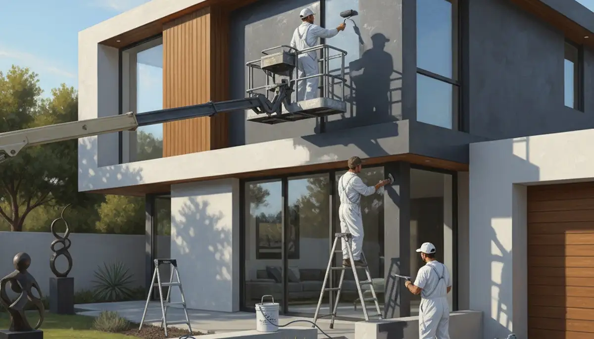 El Paso, TX painting contractors applying durable exterior house paint on a sun-exposed home