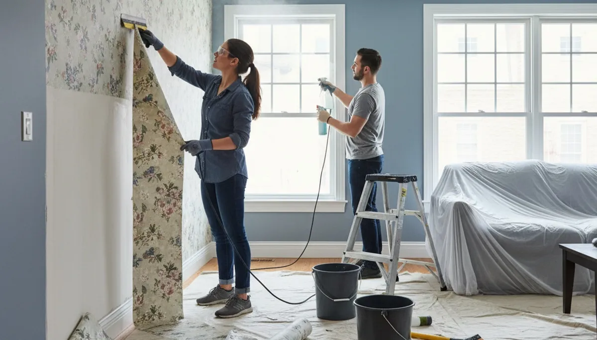 Wallpaper removal in El Paso, TX by El Paso Paint Pros, preparing walls for a fresh paint finish